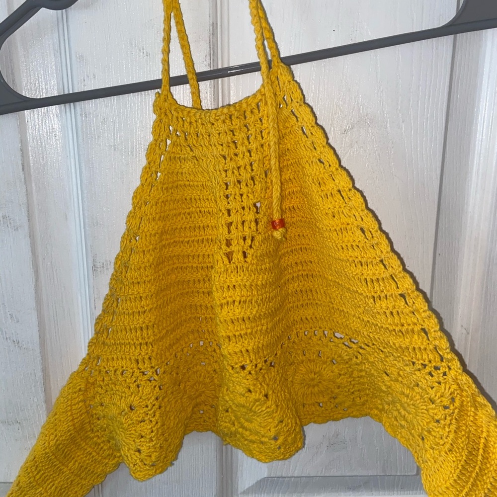yellow knitted halter top